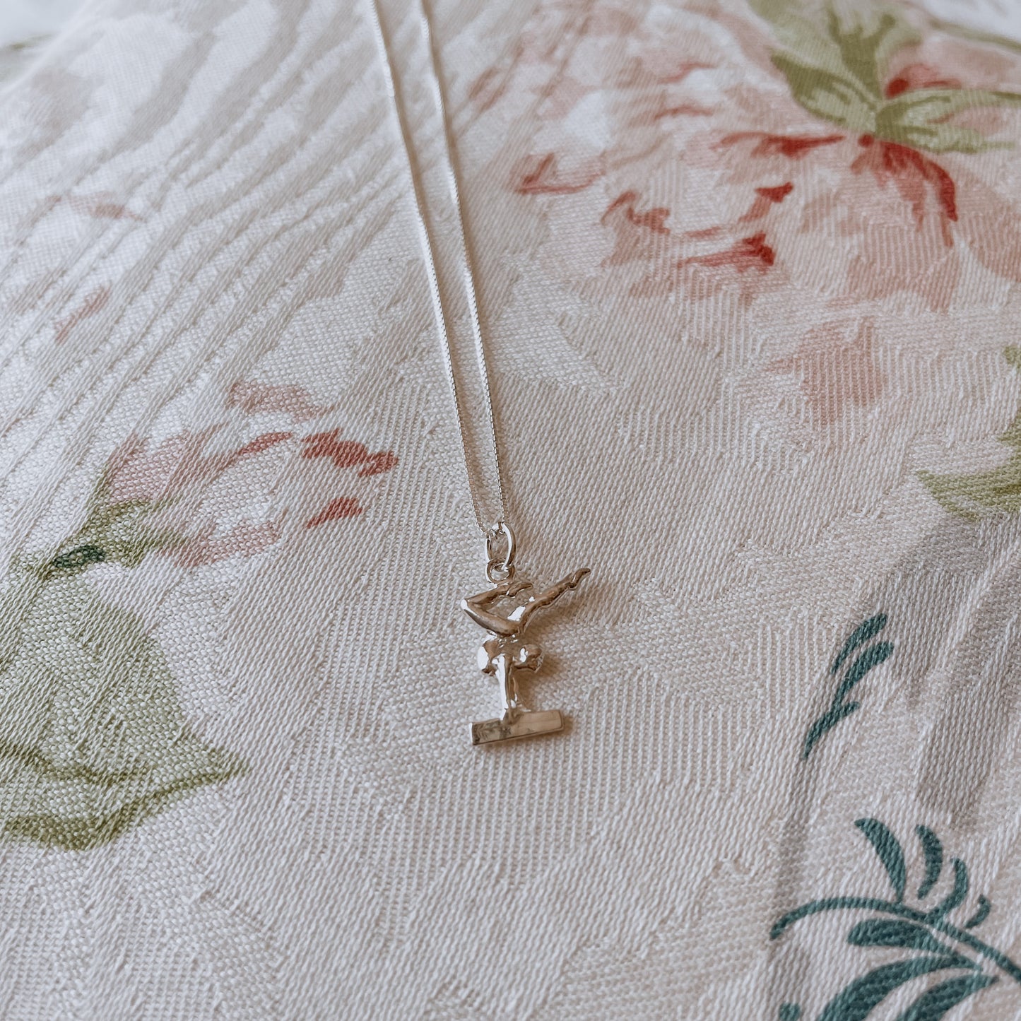Sterling Silver Gymnast on Beam w/ 18" Chain