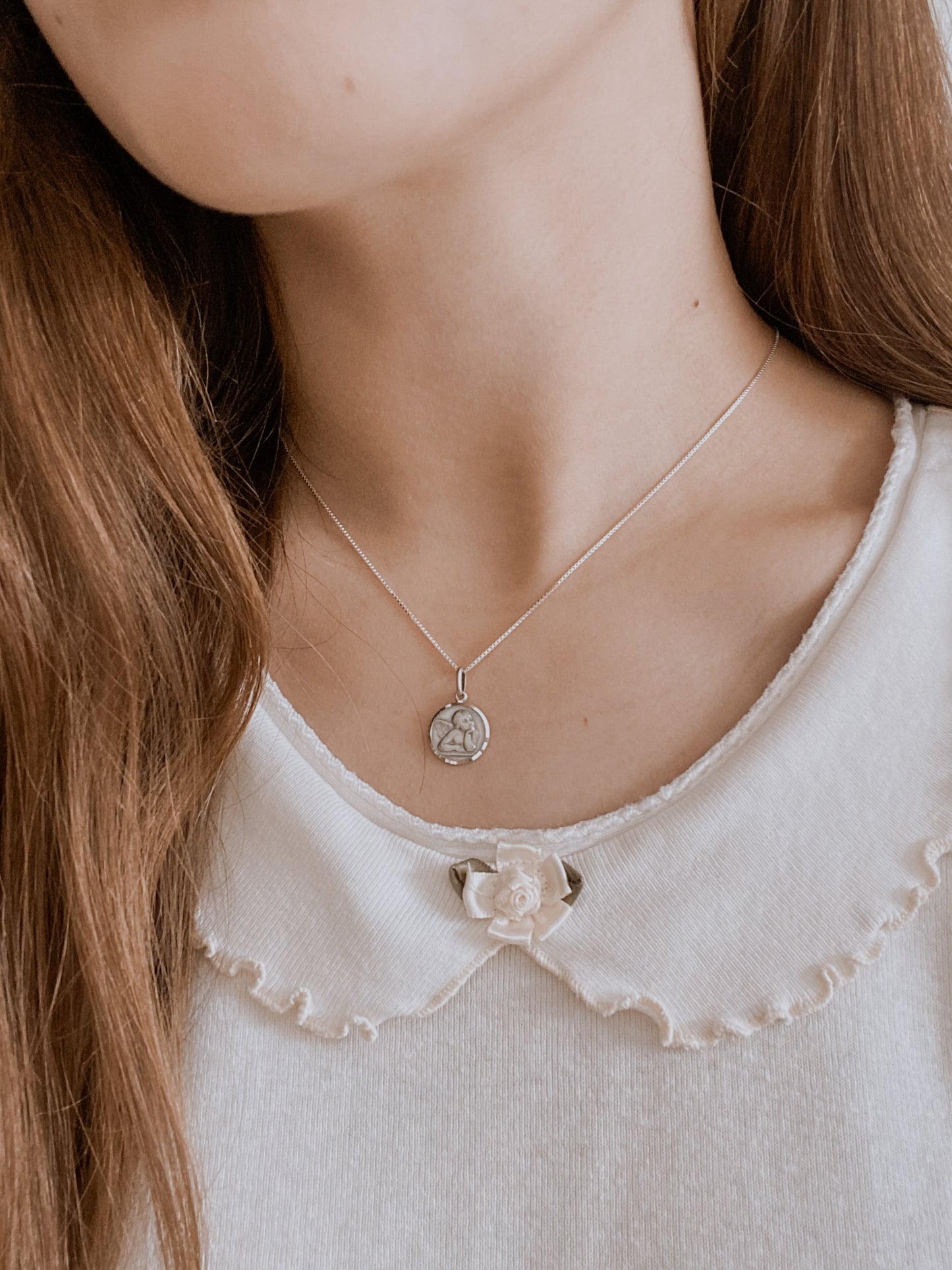 Sterling Silver Antiqued Angel w/ 18" Chain