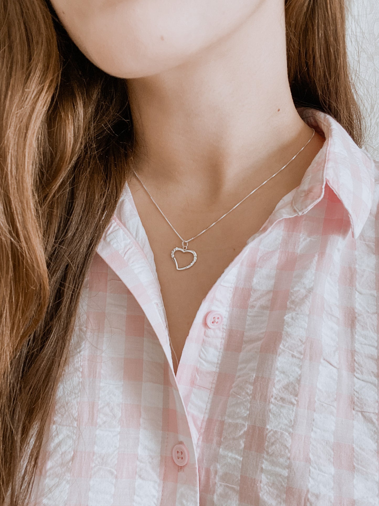Sterling Silver CZ Heart w/ 18" Chain