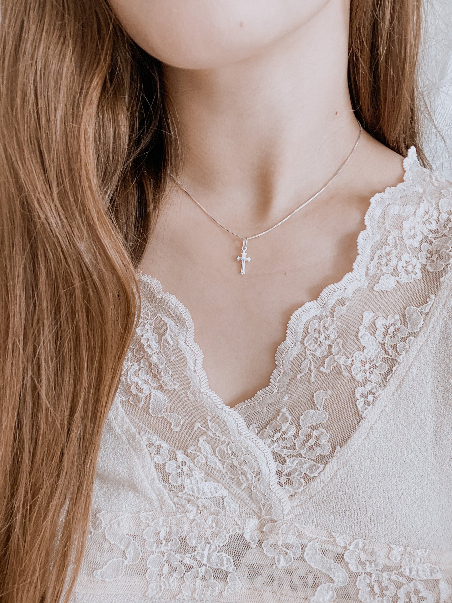 Sterling Silver Keepsake Polished Cross w/ 18" Chain