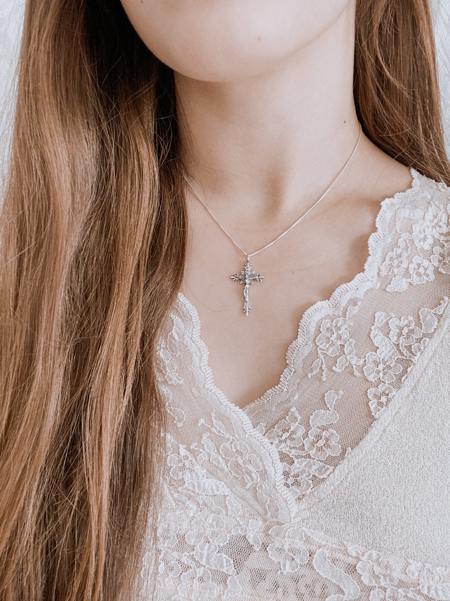 Sterling Silver Antiqued Crucifix w/ 18" Chain