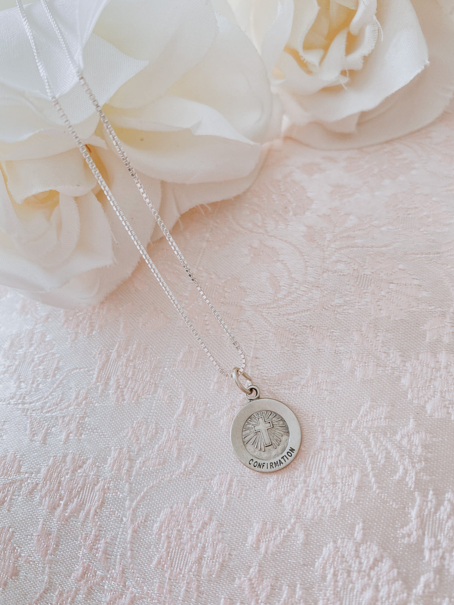 Sterling Silver Antiqued Confirmation Medal