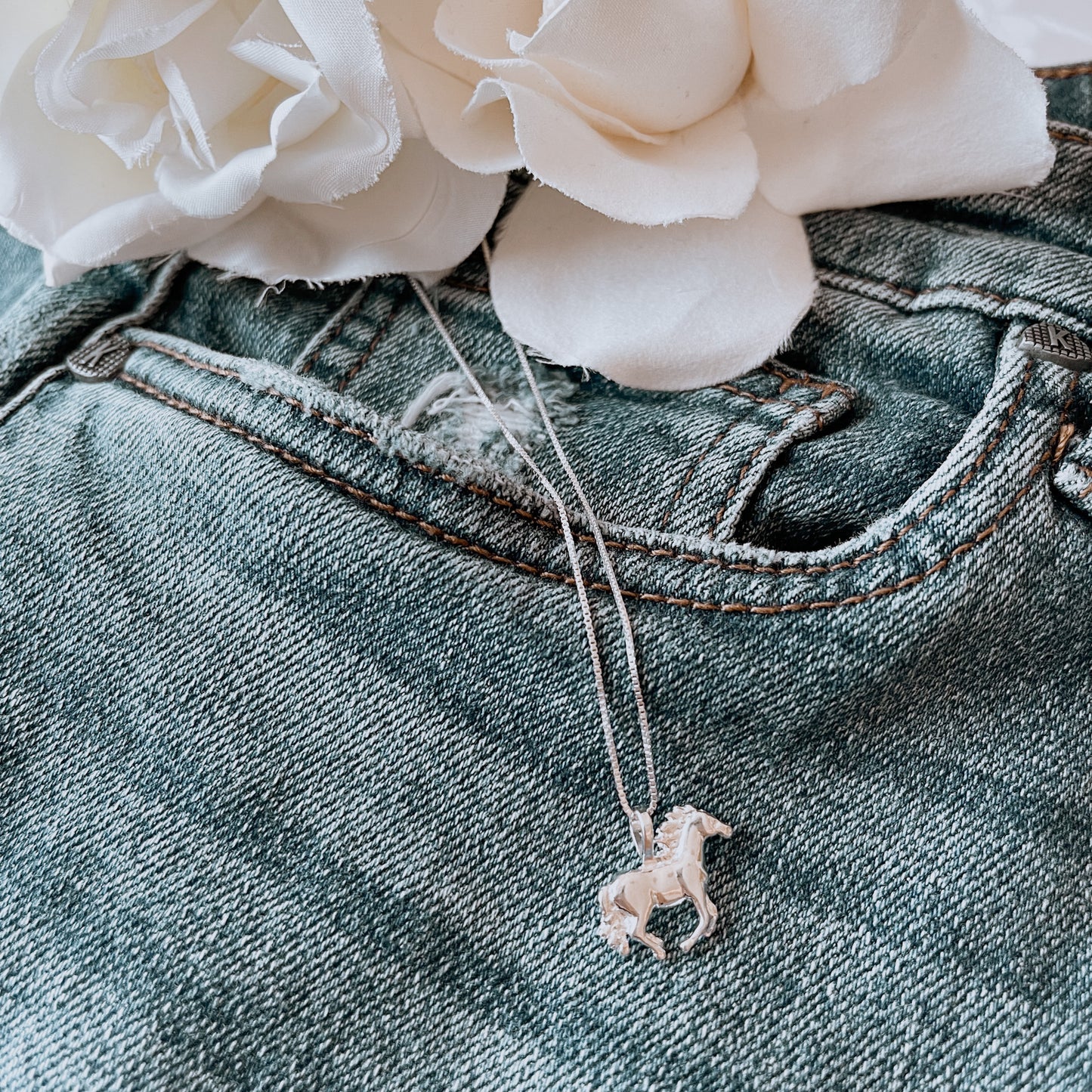 Sterling Silver Race Horse w/ 18" Chain