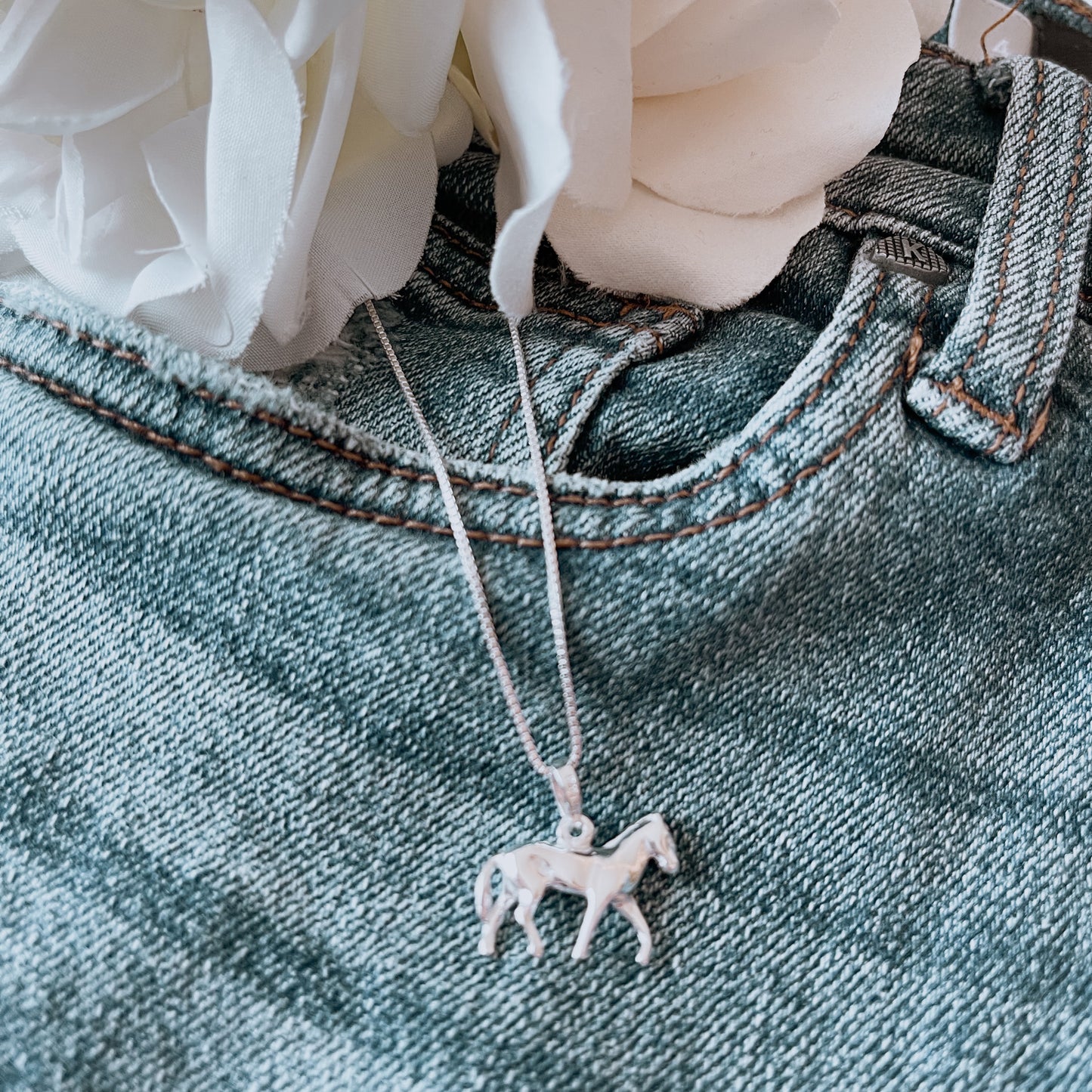 Sterling Silver Medium Horse w/ 18" Chain