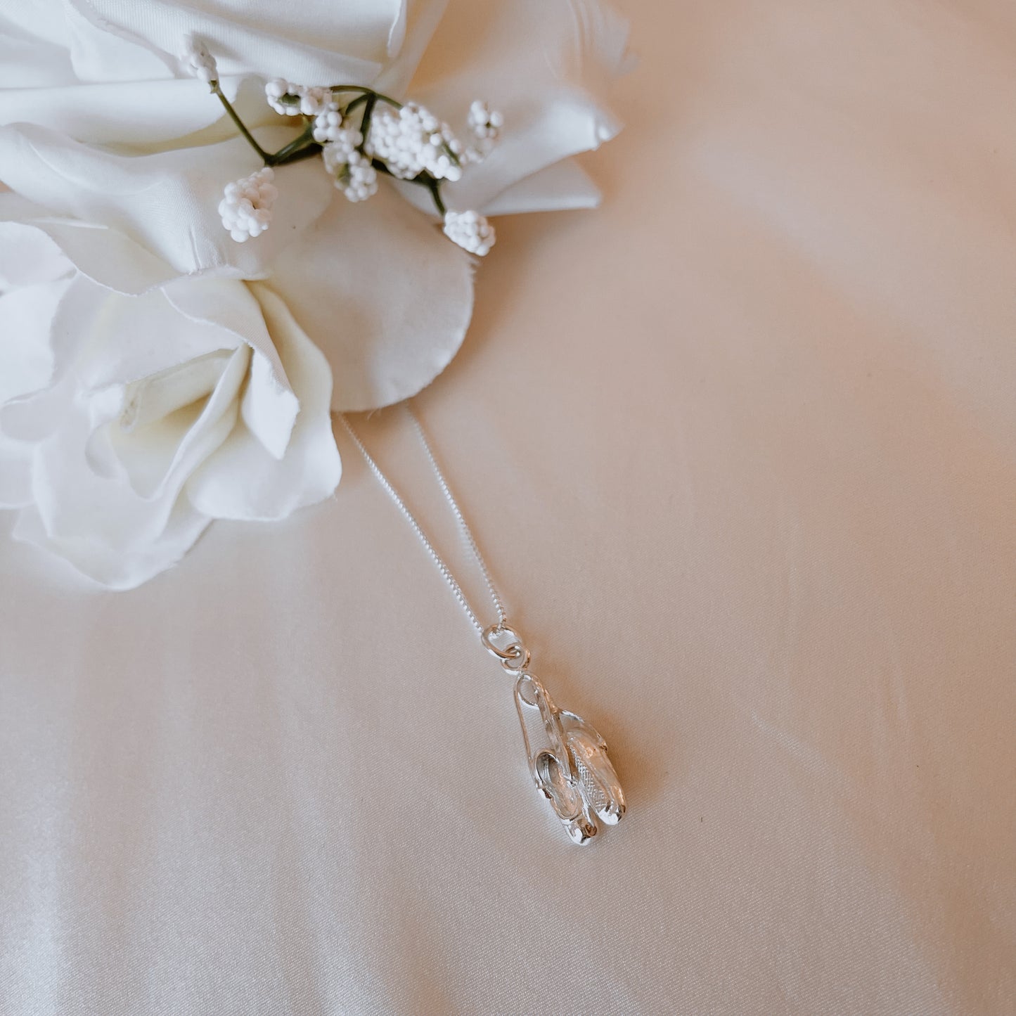 Sterling Silver Double Ballet Shoes w/ 18" Chain