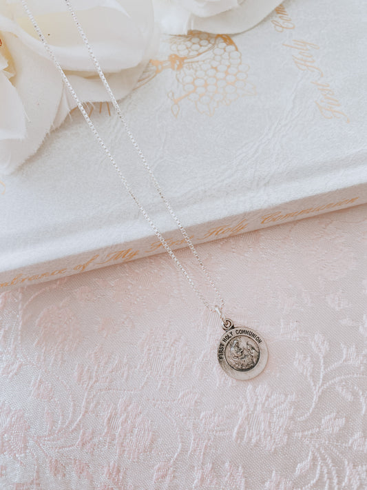 Sterling Silver Baptism Medal w/ 18" Chain